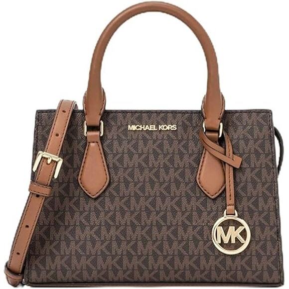 NWT Michael Kors Women Sheila Small Faux Saffiano Leather Satchel (Brown)-OS - Picture 1 of 7